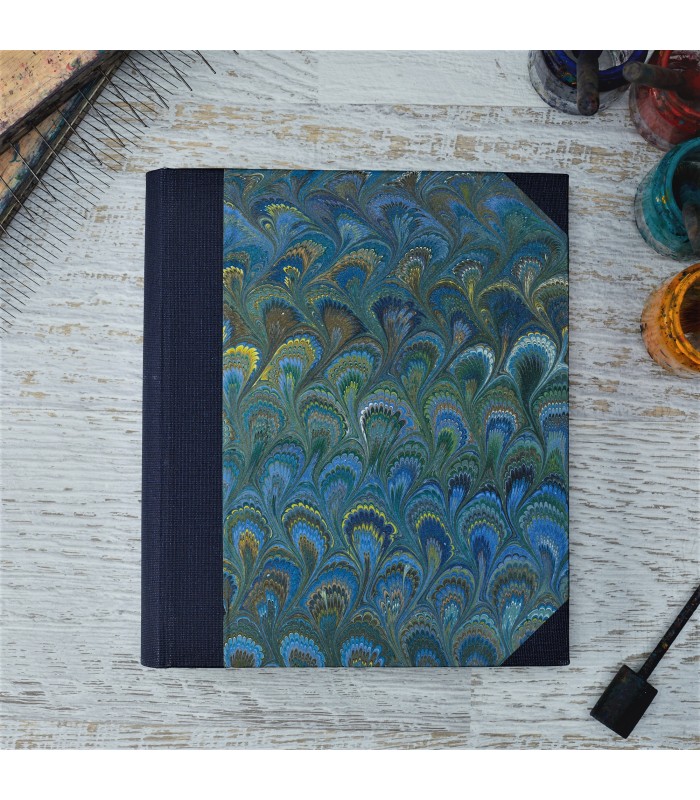 [Various Sizes] Marine Blue Marbled Album with Canvas Spine
