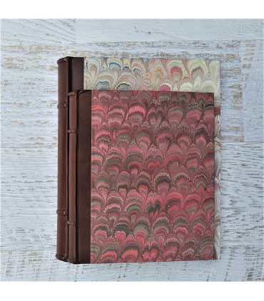 [Various Sizes] Grey Marbled Album with Leather Spine