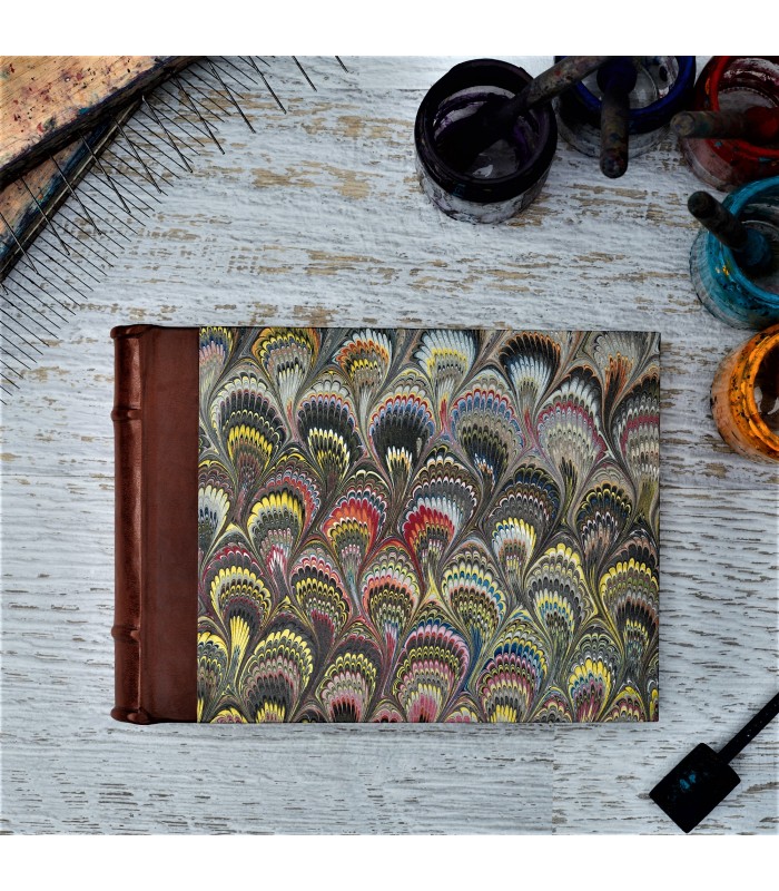 [Various Sizes] Grey Marbled Album with Leather Spine