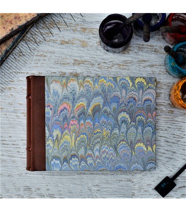 [Various Sizes] Mauve Marbled Album with Leather Spine