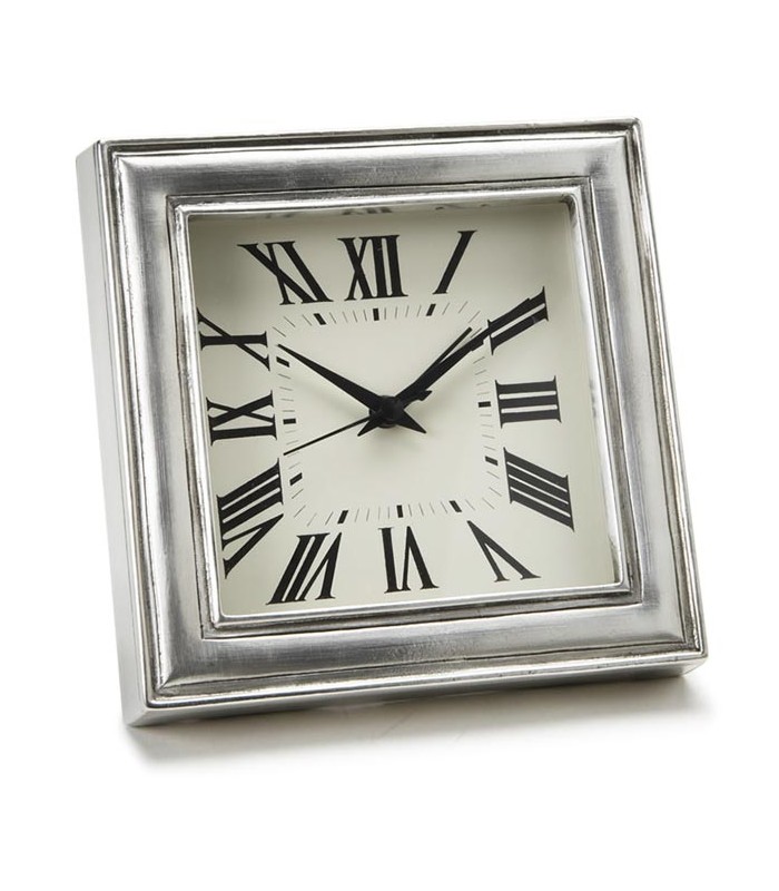 Italian Square Pewter Alarm Clock