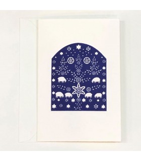 Hand embossed Christmas card (navy)
