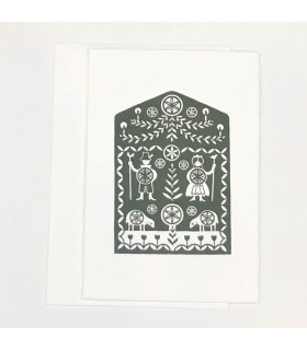 Hand embossed Christmas card (green)