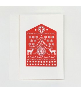 Hand embossed Christmas card (red deer)