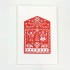 Hand embossed Christmas card (red folk)