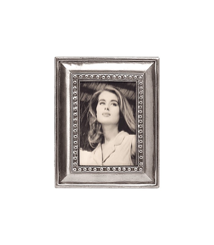 Beaded Italian Pewter Photo Frame