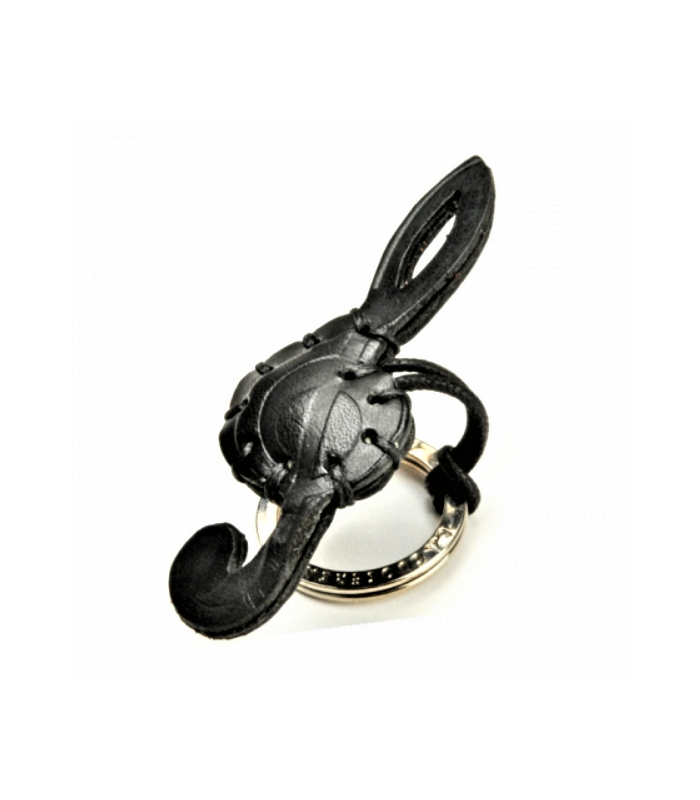 Treble Clef Leather Key Ring