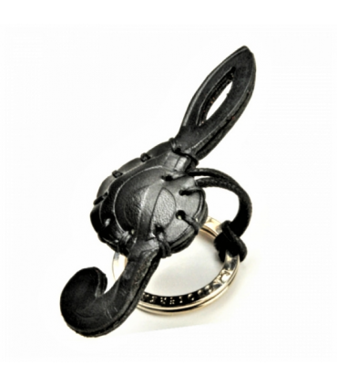 Treble Clef Leather Key Ring