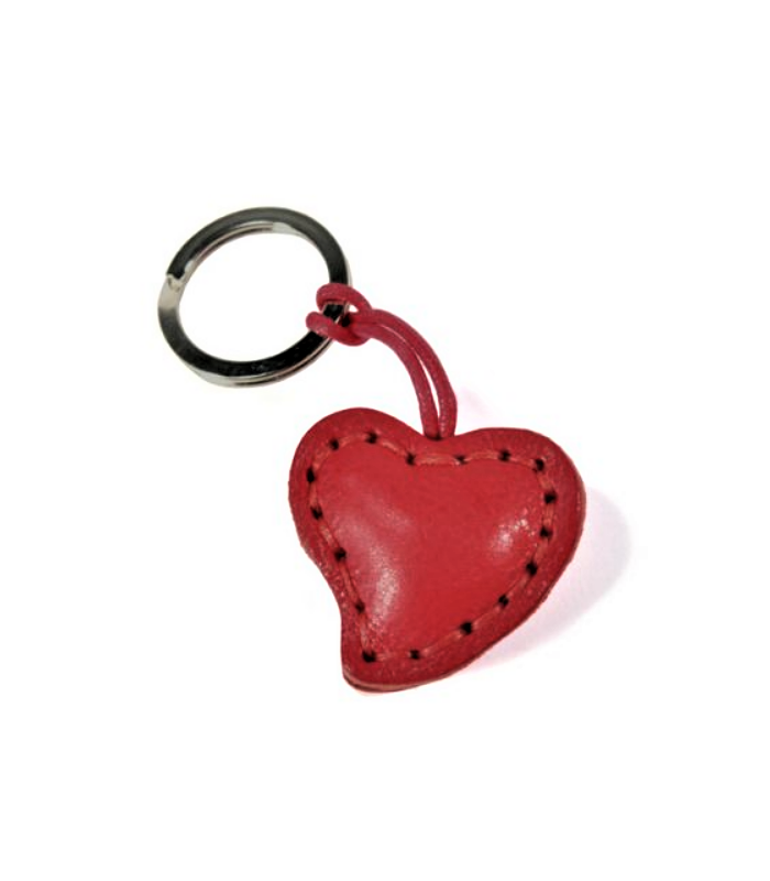 Red Heart Leather Key Ring