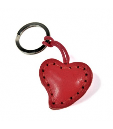 Red Heart Leather Key Ring