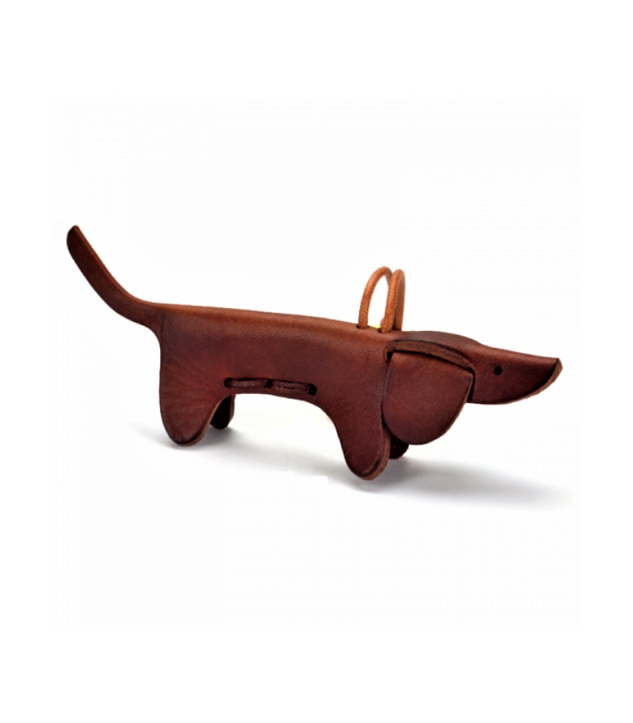 Sausage Dog Leather Key Ring