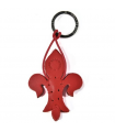 Red Fleur de Lys Leather Key Ring