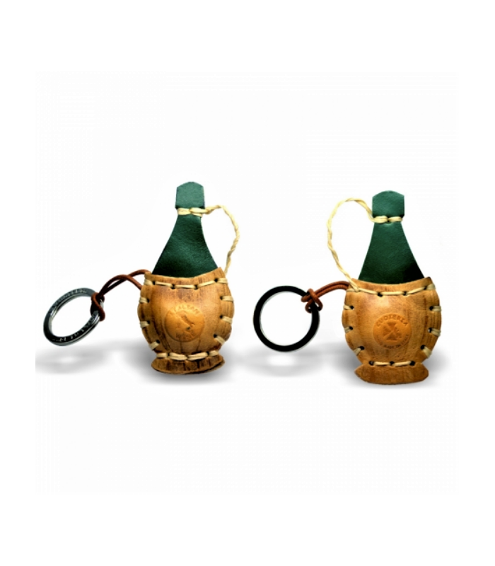 Wine Bottle Leather Key Ring