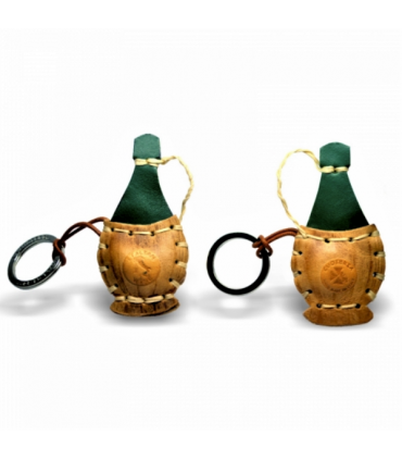 Wine Bottle Leather Key Ring