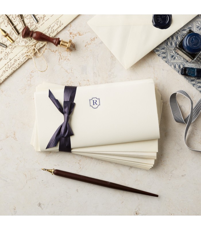 Deckle Edge Monogrammed Paper and Envelope