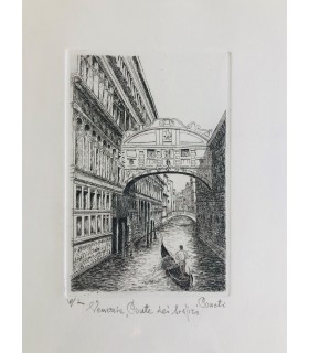 Original Venice Etching - Bridge of Sighs