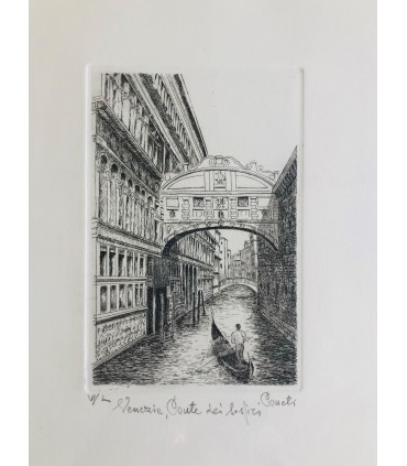 Original Venice Etching - Bridge of Sighs
