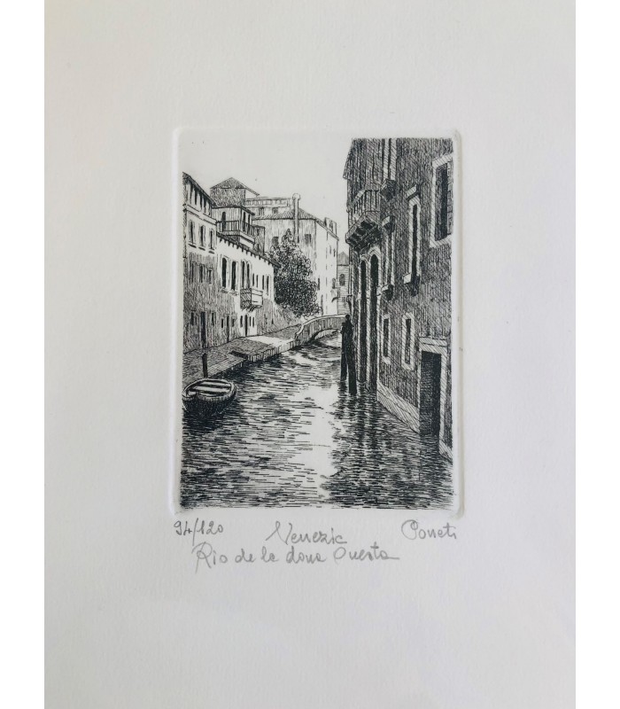 Original Venice Etching - Rio de la dona onesta