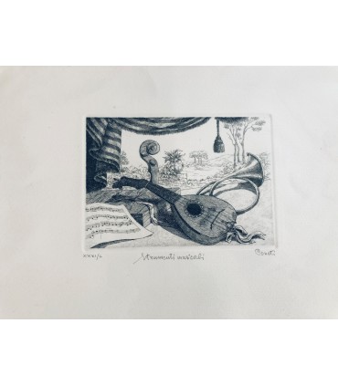 Original Musical Etching - Musical Instruments