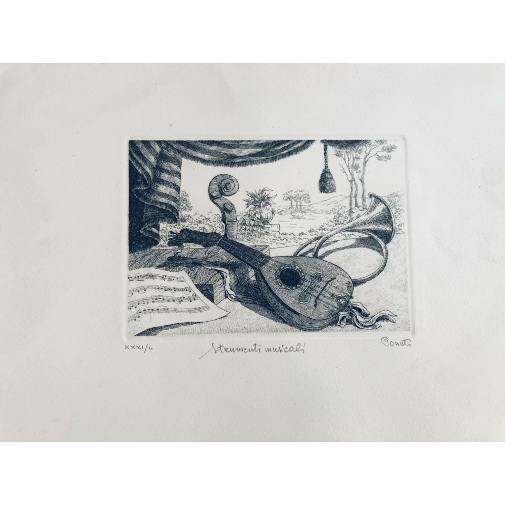 Original Musical Etching Musical Instruments