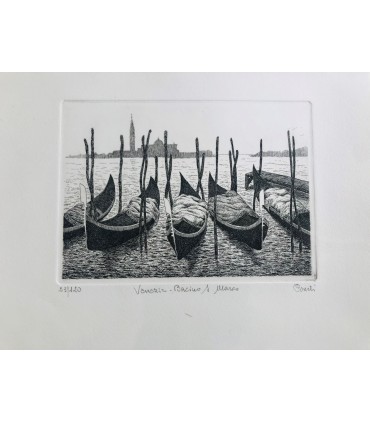 Original Venice Etching - San Marco Dock