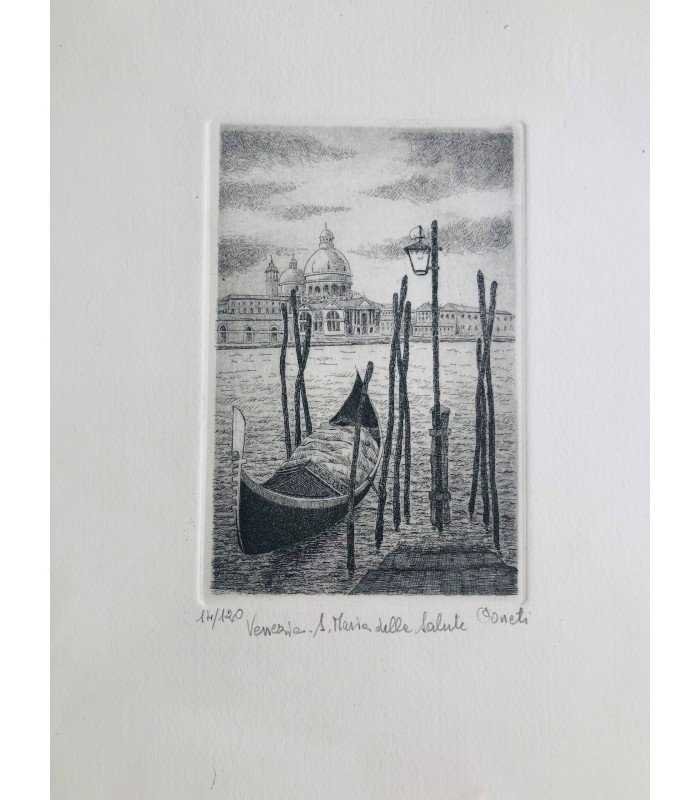 Original Venice Etching - Santa Maria della Salute