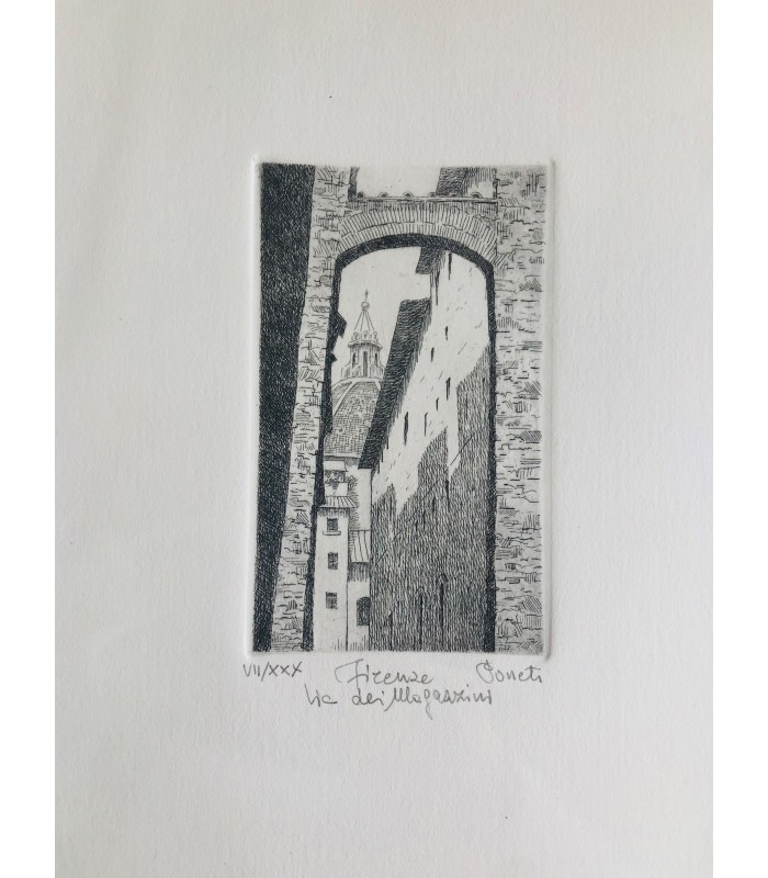 Original Florence Etching - Via dei Magazzini