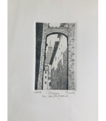 Original Florence Etching - Via dei Magazzini
