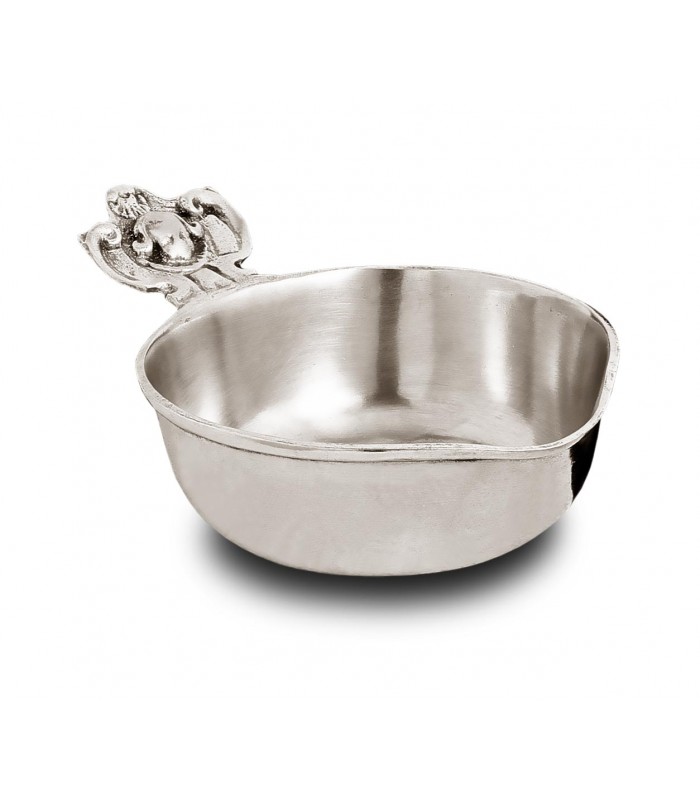 Italian Pewter Bowl with Decorative Handle