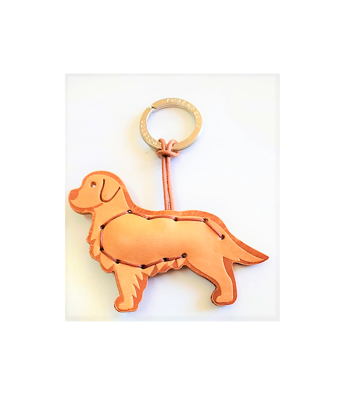 Golden Retriever Leather Key Ring