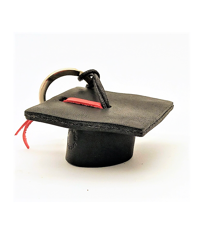 Graduation Hat Leather Key Ring