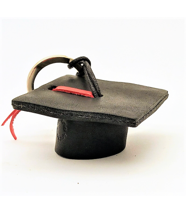 Graduation Hat Leather Key Ring