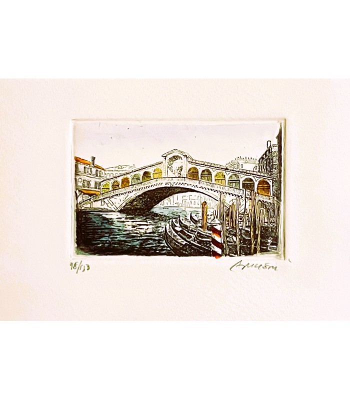 Original Rialto Bridge Etching Card & Envelope