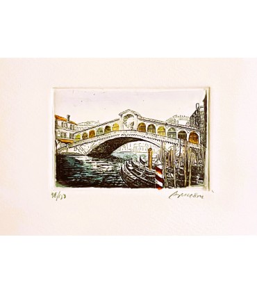 Original Rialto Bridge Etching Card & Envelope