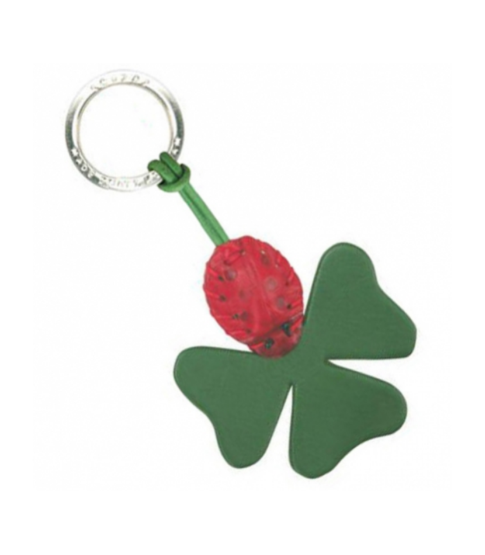 Lady-bug on Four Leaf Clover Key Ring