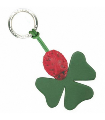 Lady-bug on Four Leaf Clover Key Ring