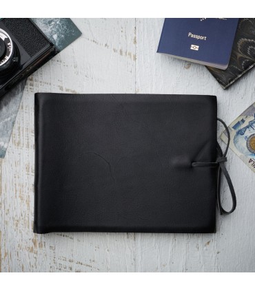 [Various Sizes] Black Soft Leather Album with Tie