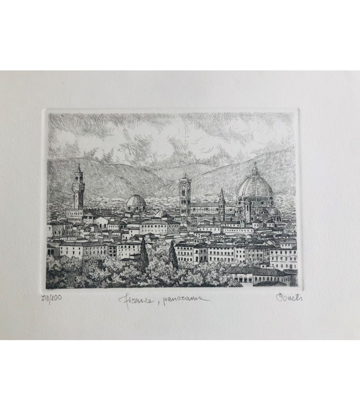 Original Florence Etching - Panorama