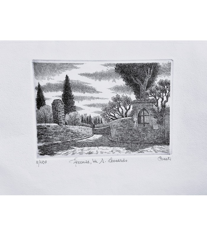 Original Tuscany Etching - Via San Leonardo