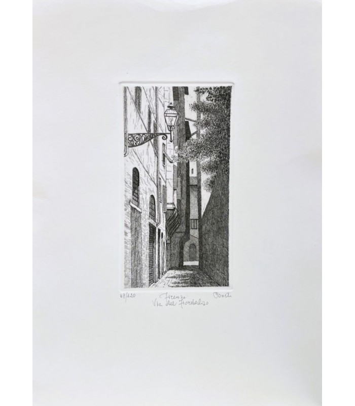 Original Florence Etching - Via del Fiordaliso