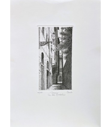 Original Florence Etching - Via del Fiordaliso