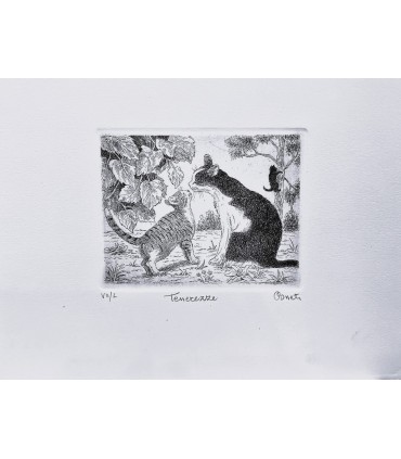 Original Italian Etching - Tenderness