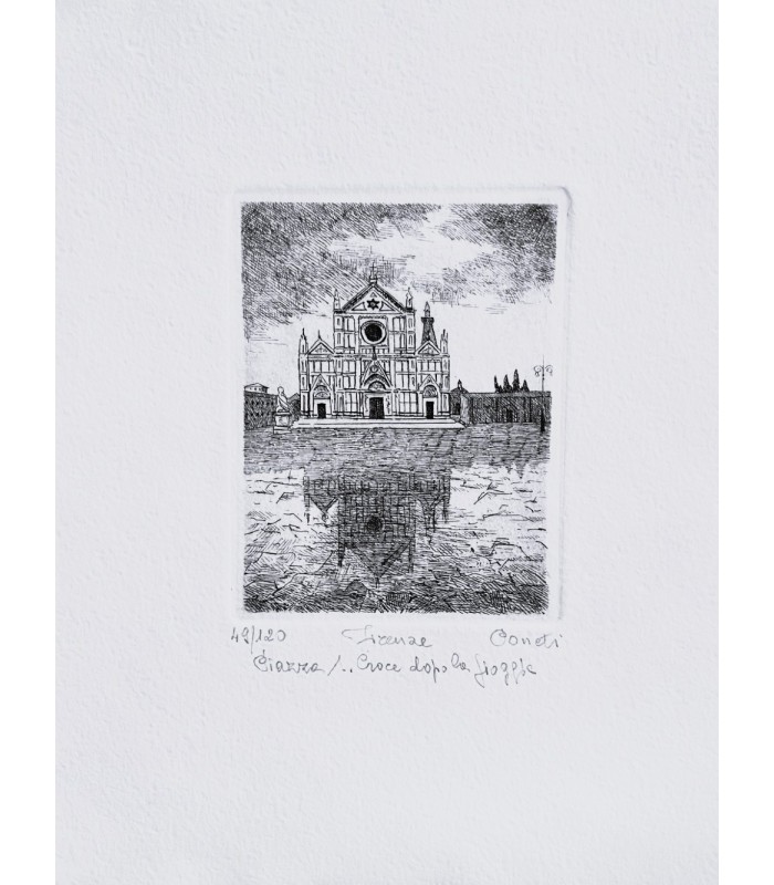 Original Florence Etching - Santa Croce