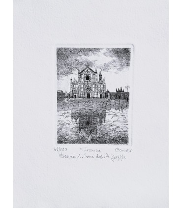Original Florence Etching - Santa Croce