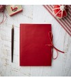 [Various Sizes]UNLINED Red Soft Leather Journal with Tie