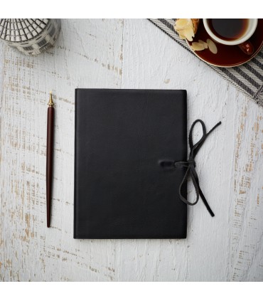 Black Soft Leather Journal with Tie [Lined & Various Sizes]