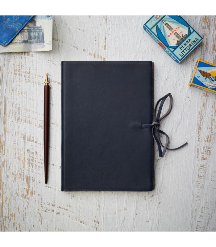 Blue Soft Leather Journal with Tie [Lined & Various Sizes]