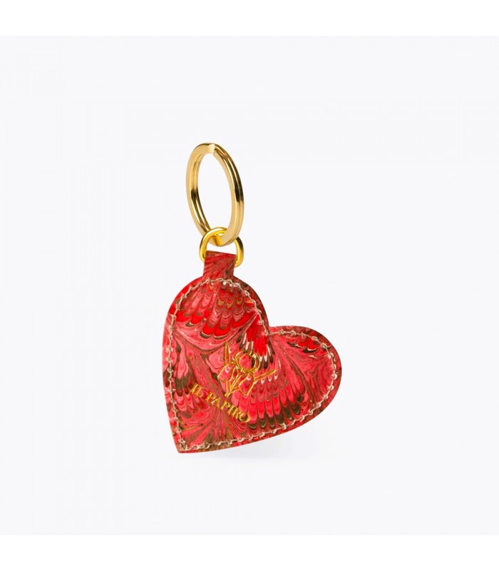 Marbled Cotton Paper Heart Key Ring