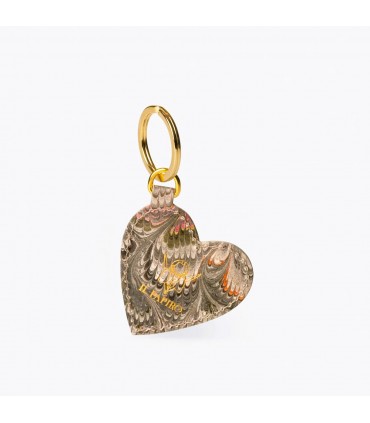 Marbled Cotton Paper Heart Key Ring