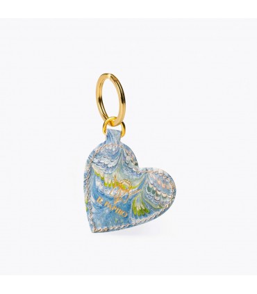 Marbled Cotton Paper Heart Key Ring